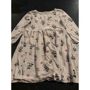 Disney‎ Minnie Mouse Girl's Dress Pale Pink Long Sleeve Toddler Size 4T Hearts